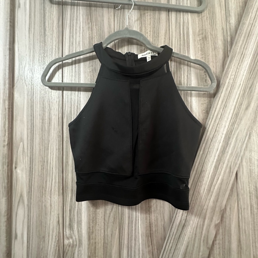 Monteau Black Halter Tank Top